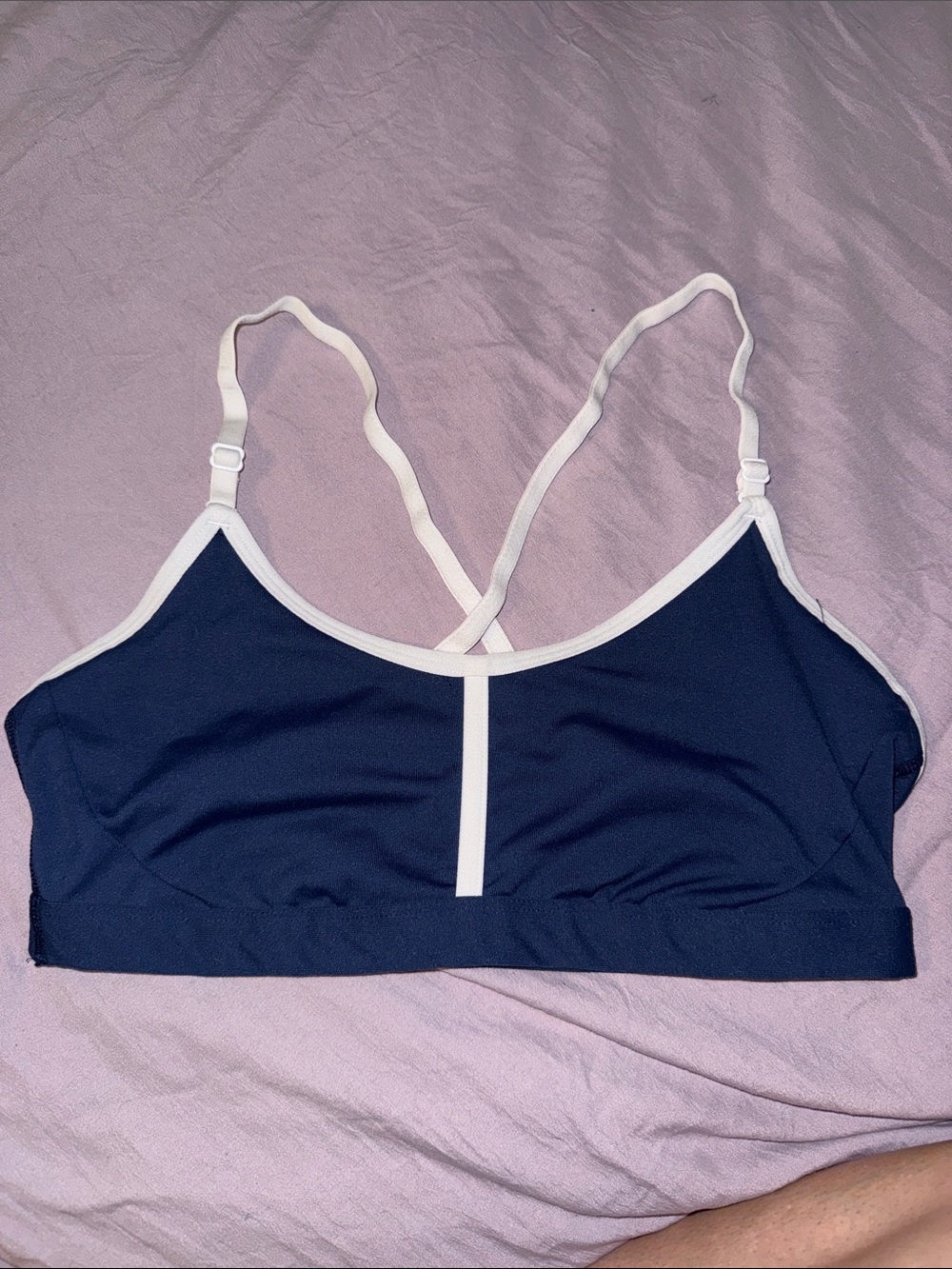all in motion Navy Sports Bralette with White Trim